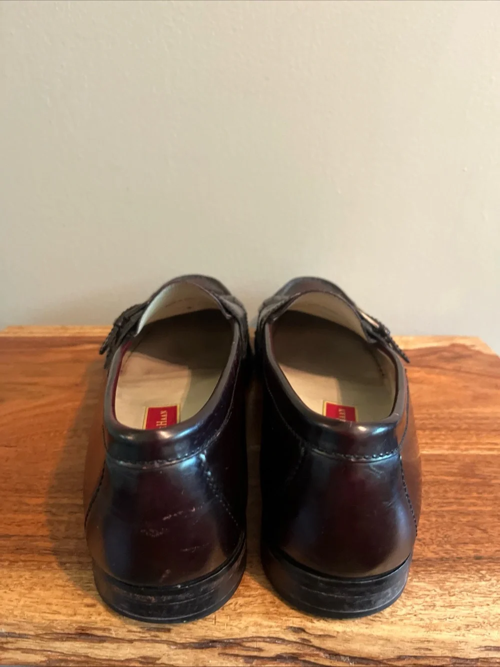COLE HAAN BURGUNDY LEATHER KILTY BUCKLE LOAFERS SLIP ON SHOES MENS 11.5